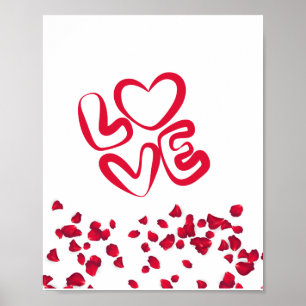 Poster Amor Em Vermelho Com Pétalas Vermelhas