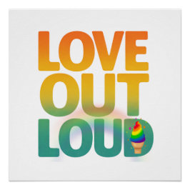 Pôster Amor em Voz Alta Tipografia Retro Orgulho Design