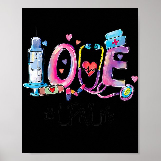 Poster Amor Enfermeira LPN Enfermeira Enfermeira Sobre En (Frente)