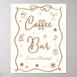 Poster Amor está Cozinhando Chá de Panela Café Bar