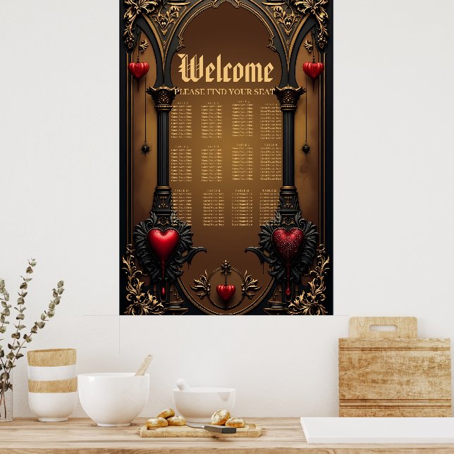 Poster Amor eterno à sombra da escuridão gótica. (Cozinha)