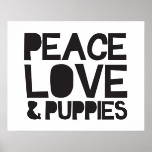 Pôster Amor & filhotes de cachorro da paz