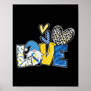 Poster Amor Gnomos Azul Fita Amarela Sindroma para Baixo