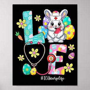 Poster Amor Icu Enfermeira Vida Coelho Estetoscópio Pásco
