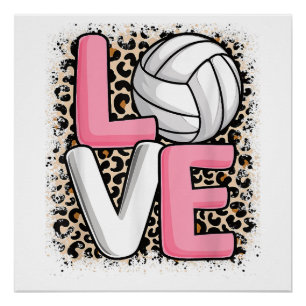 Pôster Amor Leopardo-do-voleibol Mulheres Imprimidas Voll