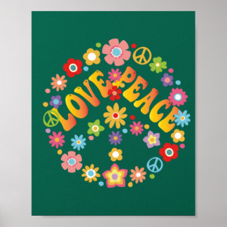 Poster AMOR LIBERDADE DE PAZ 60s 70s Tie Dye Hippie