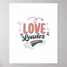 Poster Amor Mais Alto - Cartaz Inspirador Arco-íris LGBTQ