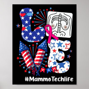 Poster Amor Mammo Tech Vida Usa Bandeira Fogos de Artifíc
