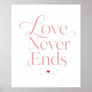 Poster Amor Minimalista Nunca Termina Tipografia em Doura