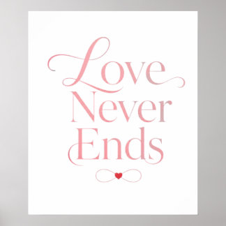 Poster Amor Minimalista Nunca Termina Tipografia em Doura