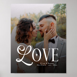 Poster Amor Moderno Monograma Personalizado de Casamento
