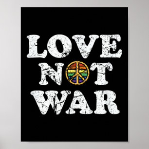 Poster Amor Não Guerra Pró Paz Contra Guerra Vintage se a