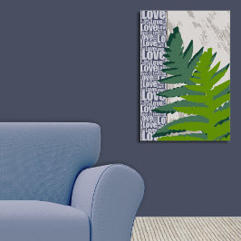 Poster Amor Natureza Estilizada Folhas Azuis e Verdes