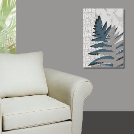 Poster Amor Natureza Estilizada Folhas de Cinza Fern