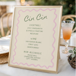 Poster Amor no Blogue Sage Pink Cin Cin Menu Bar