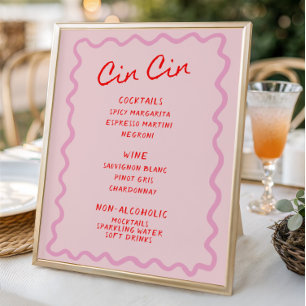 Poster Amor no Bloom Red Pink Cin Cin Menu Bar
