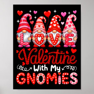 Poster Amor no dia dos namorados com grupo de gnomos fofo