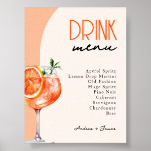 Poster Amor no Primeiro Spritz Wedding Drinks Menu