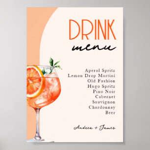 Poster Amor no Primeiro Spritz Wedding Drinks Menu