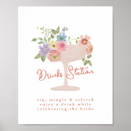 Poster Amor no Sinal de Estação de Bebidas Bloom Chá de p