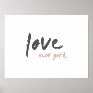 Poster Amor Nova York  NYC EUA Modern Wanderlust rosa