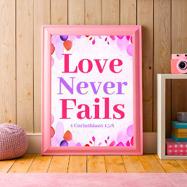 Poster Amor nunca falha Boho Christian Teen Girl Wall Art