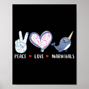 Poster Amor pela narvalha da paz para meninas meninos cri