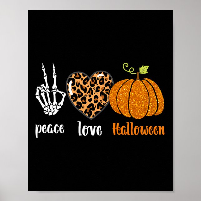 Poster amor pela paz Skeleton cair Pumpkin lepard Hallowe (Frente)