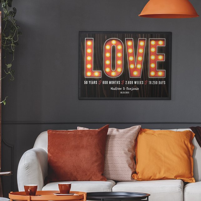 Poster Amor Personalizado do 50º Aniversário do Marco Ret (Criador carregado)