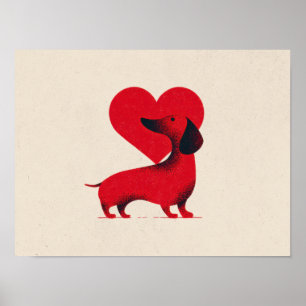 Poster Amor por Dachshund – Design de Coração de Cachorro