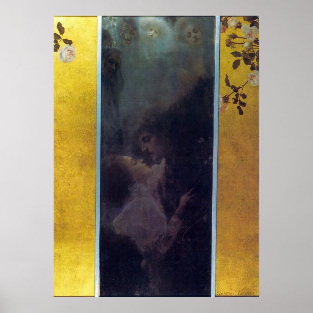 Pôster Amor por Gustav Klimt (Frente)