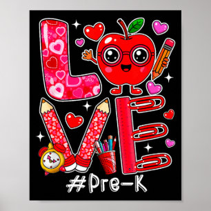 Poster Amor pré-k corações fofos dia dos namorados alunos