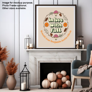 Poster Amor Queda Ação de Graças Personalizar Nomes da Fa