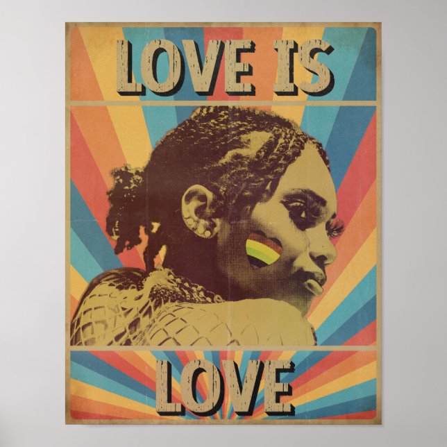 Poster Amor Retro é Amor Orgulho LGBTQ+ (Frente)