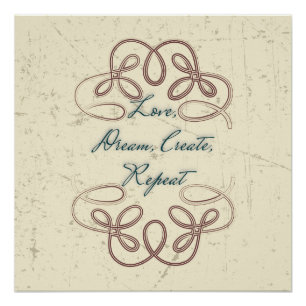 Pôster Amor, Sonho, Crie, Repita Design Folclórico