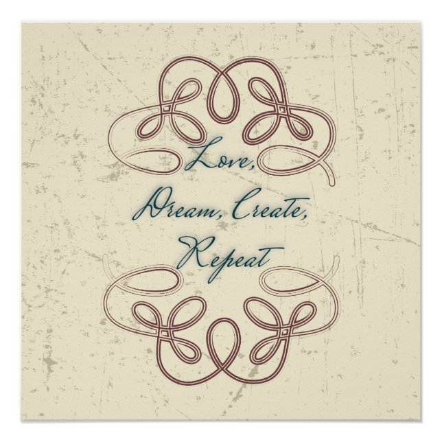 Pôster Amor, Sonho, Crie, Repita Design Folclórico (Frente)