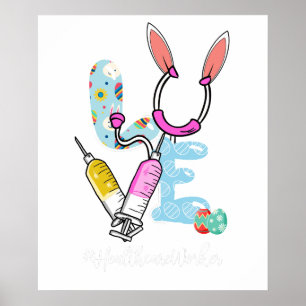 Poster amor trabalhador da saúde páscoa, retrô, vintage