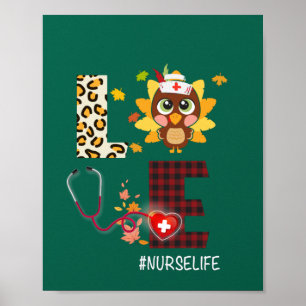 Poster Amor Turquia Stetoscope Enfermeira Vida Ação de Gr