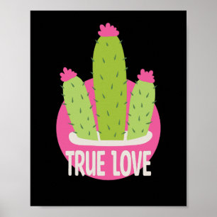 Poster Amor verdadeiro Kawaii cactus verde e rosa