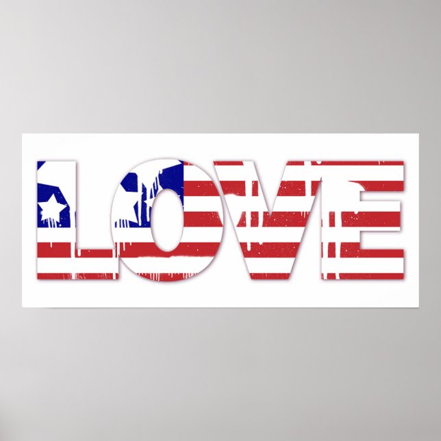 Poster Amor Vermelho, Branco e Azul (Frente)