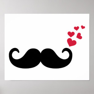 Poster Amor vermelho dos corações do bigode