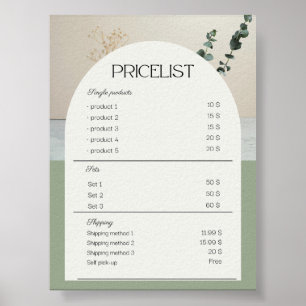 Poster Amostra de preços