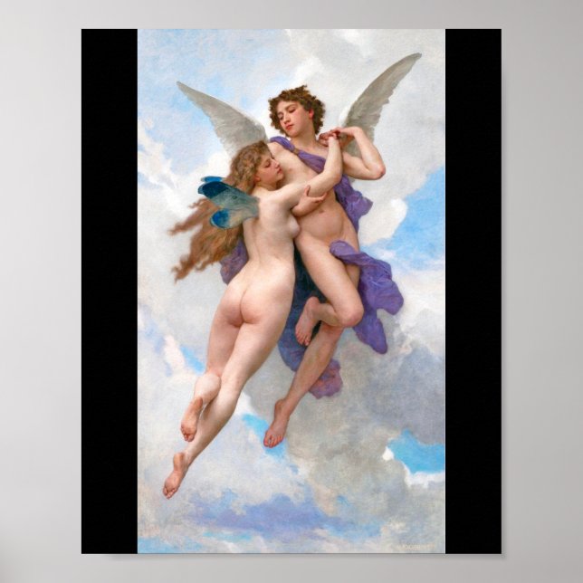 Poster Amour e Psyche, Bouguereau (Frente)