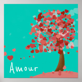 Poster Amour French love slogan Tree of Hearts fofa art