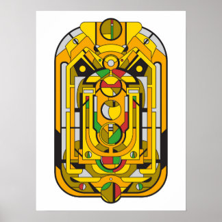 Poster Ampel - Abstrato Geométrico Cyberpunk Amarelo