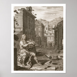 Pôster Amphion constrói as paredes de Thebes pela músic