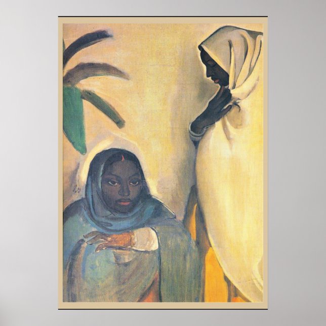Poster Amrita Sher-Gil - Duas Mulheres, pintura de arte (Frente)