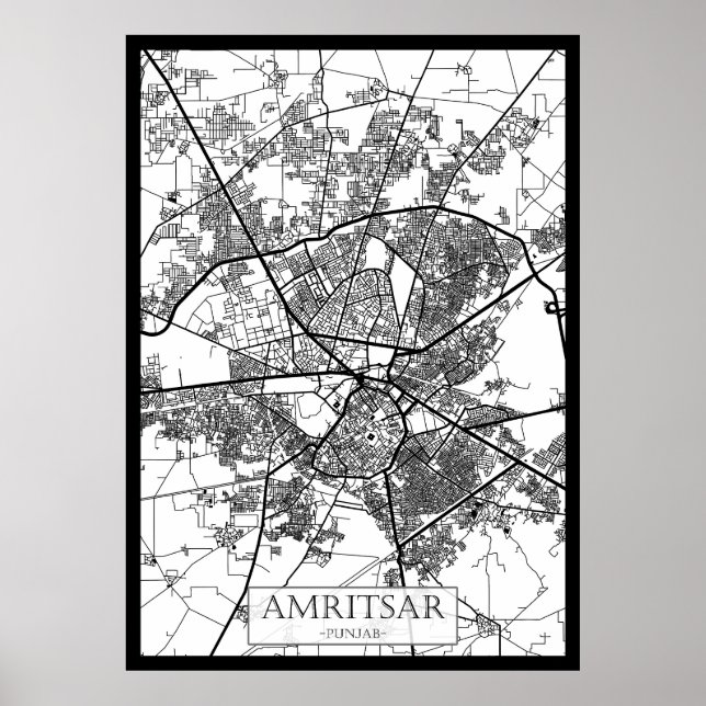 Poster Amritsar Punjab City Map (Frente)