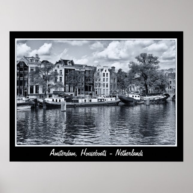 Pôster Amsterdã - Holanda, Casas Flutuantes (Cartaz) (Frente)