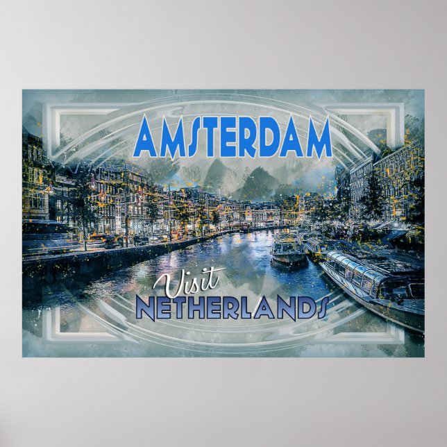 Poster Amsterdã, Visite a Holanda, da série Visita... (Frente)